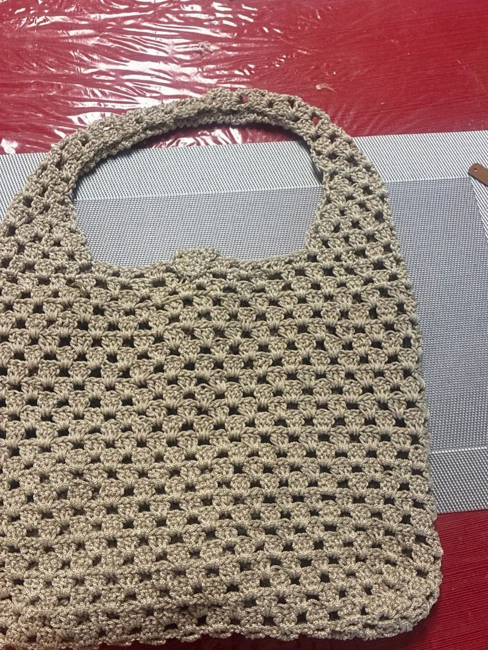 Handcrafted Crochet Tote Bag in Light Brown